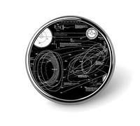 Round Badge Brooch Fashion Physics Print Lapel Tie Pins Personalized Badge Brooch Pin Elegant For Men Women Costume Decorative Accessory