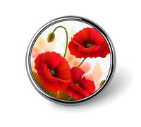 Round Badge Brooch Fashion Poppy Flowers Vivid Petals Lapel Tie Pins Personalized Badge Brooch Pin Elegant For Men Women Costume Decorative Accessory