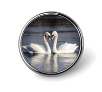 Round Badge Brooch Fashion Romantic White Swan Lapel Tie Pins Personalized Badge Brooch Pin Elegant For Men Women Costume Decorative Accessory