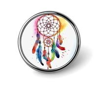 Round Badge Brooch Fashion Watercolor Dream Catcher Lapel Tie Pins Personalized Badge Brooch Pin Elegant For Men Women Costume Decorative Accessory