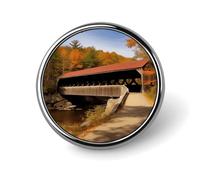 Round Badge Brooch Pin Metal Photo Pin Button for Men Women 1" | Albany Covered Bridge Badge Pin Button Lapel Pin Personalized Circle Badges for Backpacks,Clothing