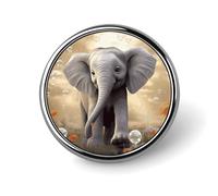 Round Badge Brooch Pin Metal Photo Pin Button for Men Women 1" | Cute Elephant Play Badge Pin Button Lapel Pin Personalized Circle Badges for Backpacks,Clothing