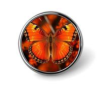 Round Badge Brooch Pin Metal Photo Pin Button for Men Women 1" | Orange Butterfly Badge Pin Button Lapel Pin Personalized Circle Badges for Backpacks,Clothing