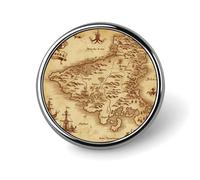 Round Badge Brooch Pin Metal Photo Pin Button for Men Women 1" | Treasure Map Vintage Badge Pin Button Lapel Pin Personalized Circle Badges for Backpacks,Clothing