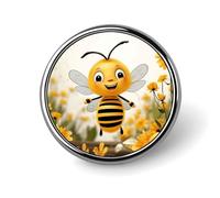 Round Badge Cute Bees Daisy Flower Fashionable Lapel Pin Lightweight Metal Badge for Hat, Jacket, Backpack