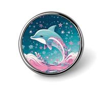 Round Badge Personalised Badges Pins Badges Metal Badges for Backpacks Parties Ties Hats Personalized Gifts Cute Dolphin Snowflake for Christmas Corporate Events