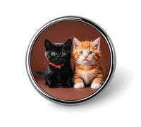 Round Badge Pin Funny Button Brooch Lapel Pins 1 Inch Fashion Hat Shirt Pin Cute Kitten Black And Orange Cat Tie Tack Pinback Buttons Badge Party Supplies Decor Badges For Clothing Coat Hat Dress For
