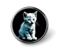 Round Badge Pin Funny Button Brooch Lapel Pins 1 Inch Fashion Hat Shirt Pin Cute White Cat Tie Tack Pinback Buttons Badge Party Supplies Decor Badges For Clothing Coat Hat Dress For Men Women