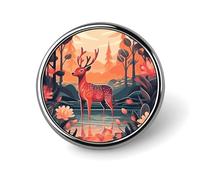 Round Badge Pin Funny Button Brooch Lapel Pins 1 Inch Fashion Hat Shirt Pin Deer And Flowers Tie Tack Pinback Buttons Badge Party Supplies Decor Badges For Clothing Coat Hat Dress For Men Women