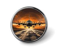 Round Badge Pin Funny Button Brooch Lapel Pins 1 Inch Fashion Hat Shirt Pin Military Plane Landing on Airforce Runways Against Beautiful Dusky Sky Tie Tack Pinback Buttons Badge Party Supplies Decor B