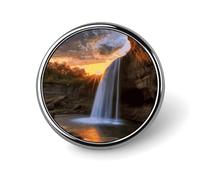 Round Badge Pin Funny Button Brooch Lapel Pins 1 Inch Fashion Hat Shirt Pin Waterfall at Sunset Tie Tack Pinback Buttons Badge Party Supplies Decor Badges For Clothing Coat Hat Dress For Men Women