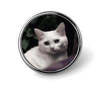 Round Badge Pin Funny Button Brooch Lapel Pins 1 Inch Fashion Hat Shirt Pin White Cat Tie Tack Pinback Buttons Badge Party Supplies Decor Badges For Clothing Coat Hat Dress For Men Women