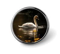 Round Badge Pin Funny Button Brooch Lapel Pins 1 Inch Fashion Hat Shirt Pin White Swan Swimming Tie Tack Pinback Buttons Badge Party Supplies Decor Badges For Clothing Coat Hat Dress For Men Women