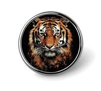 Round Badge Tiger Head Artwork Fashionable Lapel Pin Lightweight Metal Badge for Hat, Jacket, Backpack