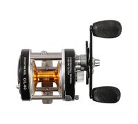 Round Baitcasting Reel #40 - Black, Right-Hand Conventional for Catfish, 5.2:1 Gear Ratio, Stable Beach Casting for Inshore and Deep Sea