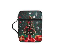 Round Ball Christmas Tree Bible Study Tote Bag with Handles-Water-Resistant Organizer for Church Travel, Pen Holder Tablet Pocket Journal Cover Case