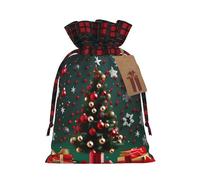Round Ball Christmas Tree Fashionable Print Medium Drawstring Storage Bag Lightweight and Beautiful for Various Festivals