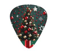 Round Ball Christmas Tree Guitar Plectrum Set Of 12, Including 3 Thicknesses Of Plectrums For Acoustic Guitars, &Ukuleles And More.
