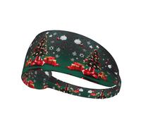 Round Ball Christmas Tree Printed Sports Headbands Wicking Hair Headwraps, Non-Slip Workout Headbands for Gym, Running, Yoga, Tennis