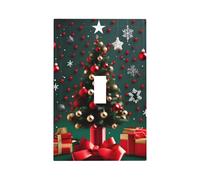 Round Ball Christmas Tree Unbreakable Polycarbonate Switch Plate-Modern 1 Gang Light Cover for Home Office with Matching Screws