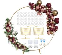 Round Balloon Arch Kit, 2.2M Gold Metal Arch Backdrop Stand, Balloon Arch Frame, Balloon Hoop Stand, Circle Wedding Arch Frame for Wedding Birthday Baby Shower Flower Photo Background Party Decoration