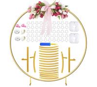 Round Balloon Arch Kit,2.2M Gold Metal Balloon Arch Stand,Balloon Hoop Stand,Round Backdrop Stand,Wedding Arch for Wedding, Birthday, Baby Shower Party Decoration Gold 7.2 FT