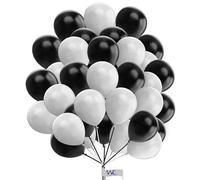 Round Balloons - 25 Pack, 10 Inch White & Black for Birthday, Baby Shower & Engagement Party