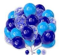 Round Balloons 25 Pack 12 Inch Blue and Light-Blue with Blue Confetti Combo Balloons for Kids Party Baby Shower Birthday Party Wedding Party and Other Festivals.