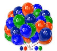 Round Balloons 25 Pack 12 Inch Plain Green Blue Navy-Blue and Orange Balloons Birthday Party Decorations Balloons for Kids Party Baby Shower Engagement Wedding Party.