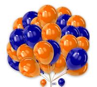 Round Balloons 25 Pack 12 Inch Plain Navy-Blue and Orange Balloons Birthday Party Decorations Balloons for Kids Party Baby Shower Engagement Wedding Party.