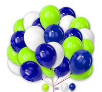 Round Balloons 25 Pack 12 Inch Plain White Navy-Blue and Light-Green Balloons Birthday Party Decorations Balloons for Kids Party Baby Shower Engagement Wedding Party.