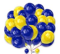 Round Balloons 25 Pack 5 Inch Yellow and Navy-Blue Balloons for Birthday Party Balloons for Kids Party Baby Shower Engagement Wedding Party and Other Festivals.