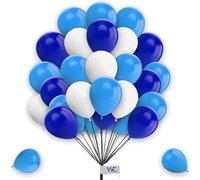 Round Balloons - 25 Piece Pack, 12 Inch White, Blue & Light Blue for Birthday Party, Baby Shower, Wedding & More