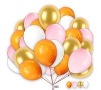 Round Balloons 30 Pack 12 Inch Plain White Orange Pink and Gold Balloons Birthday Party Decorations Balloons for Kids Party Baby Shower Engagement Wedding Party.
