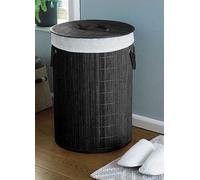 Round Bamboo Charcoal Laundry Basket Natural