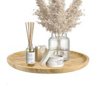 Round Bamboo Decorative Tray,Bamboo Wood Serving Platter Bamboo Breakfast Dinner Food Trays Coffee Tea Serving Tray Fruit platters for Home Hotel Restaurant (1, 11.81"x11.81"x0.78")