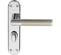 Round Bar Lever on Bathroom Backplate Door Handle 180 x 40mm Chrome & Nickel