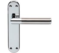 Round Bar Lever on Latch Backplate Door Handle - 180 x 40mm - Chrome & Nickel | Lever on Backplate Door Handle - Internal Door Hardware - Lock, Euro, Oval and Latch Options Available