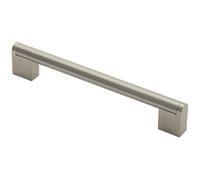 Round Bar Pull Handle 200 x 14mm 160mm Fixing Centres Satin Nickel & Steel