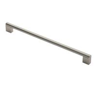 Round Bar Pull Handle 360 x 14mm 320mm Fixing Centres Satin Nickel & Steel