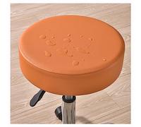 Round Bar Stool Covers Waterproof, PU Leather Bar Stool Cushions Round Stool Slipcovers Stretch Bar Stool Seat Covers Set Of 2/4/6 Barstool Cover,for 12/13/14/15 Inch Bar Chair ( Color : Orange , Size