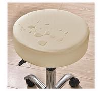 Round Bar Stool Covers Waterproof, PU Leather Bar Stool Cushions Round Stool Slipcovers Stretch Bar Stool Seat Covers Set Of 2/4/6 Barstool Cover,for 12/13/14/15 Inch Bar Chair ( Color : Light beige ,