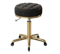 Round Bar Stool with Wheels Adjustable Height Swivel Kitchen Chairs Gold Titanium Metal Stools Perfect for Home Bars & Dining Areas 5-Leg Design for Stability