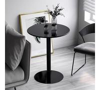 Round Bar Table 19.7"/ 22"/ 28.3" Height Counter Bistro Table Pub Table with Metal Base for Kitchen Living Room Patio, Black Work Table Negotiation Side Table (Size:48x62cm)