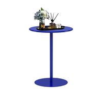 Round Bar Table Modern High Top Pub Table with Metal Base, Leisure Sofa Side Table, Coffee Drink Table, Circular Cocktail Table for Bistro, Home, Kitchen or Dining Room, Blue(48x48x56cm)