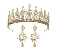 Round Baroque Beauty Pageant Bride's Crown Headpiece Alloy Electroplated Crystal Wedding Headband Hair Accessory(COLOR 6)