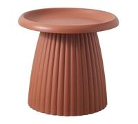 Round Base Coffee Table Small Plastic Side Table for Living Room & Bedroom Versatile Brown Accent Table Modern Round End Table (19.4")