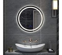 Round Bathroom Illuminated Mirror with Sensor Touch Control,3-Colour Dimming Function,IP44 Rated,50CM/60CM/70CM/80CM