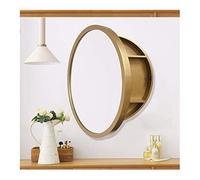 Round Bathroom Mirror Cabinet - Wall-Mounted Vanity Mirror with Storage 3-Level Sliding Makeup Wooden Design for Bedroom and Bathroom Use