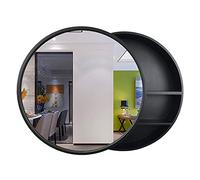 Round Bathroom Mirror CabinetFeng Shui Wall Storage Black 50cm (19.7in) Stylish and Functional Vanity Organizer for Modern Bathrooms
